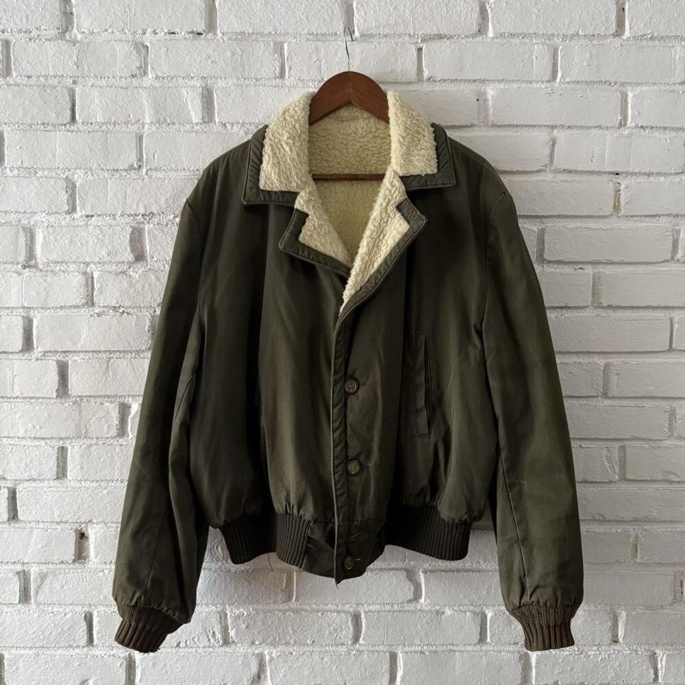 Vintage WWII US Army M-1941 Field Jacket Sherpa Lined Olive Green Size 48